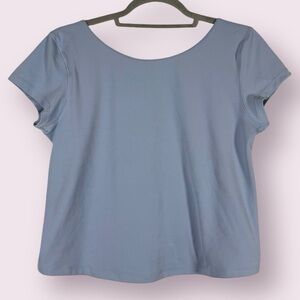 Offline by Aerie Baby Blue Low Back Cap Sleeve Crop Top XL
